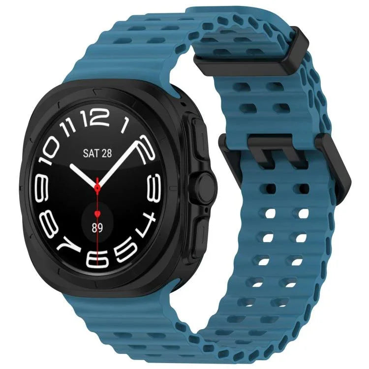 Pulseira de Relógio de Silicone com Dupla Fivela e Orifícios Oceânicos xDfind, Para Samsung Galaxy Watch Ultra 47mm / Ultra 2025