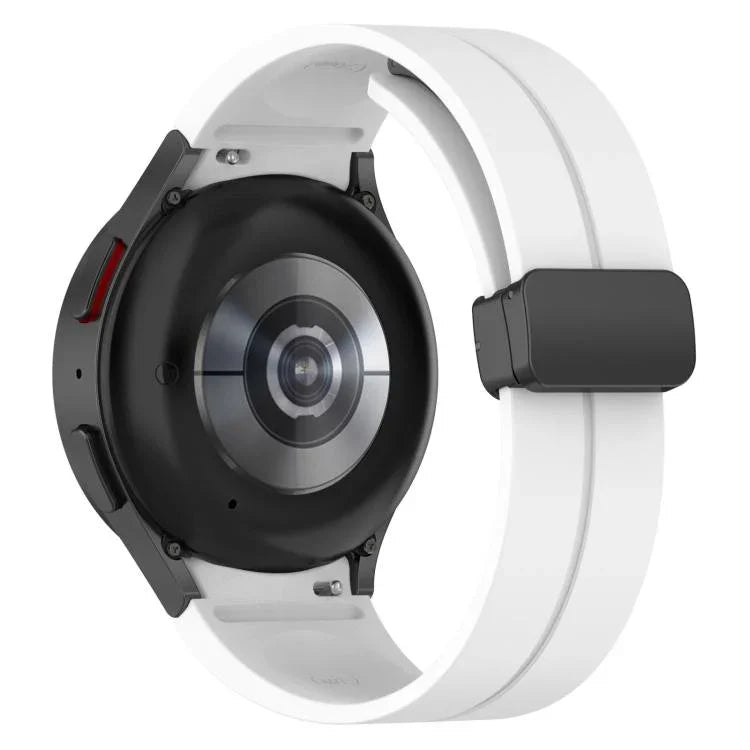 xDfind Fold Magnetic Black Buckle Silicone Watch Band, For Samsung Galaxy Watch7 / FE / 6 / 5 / 4