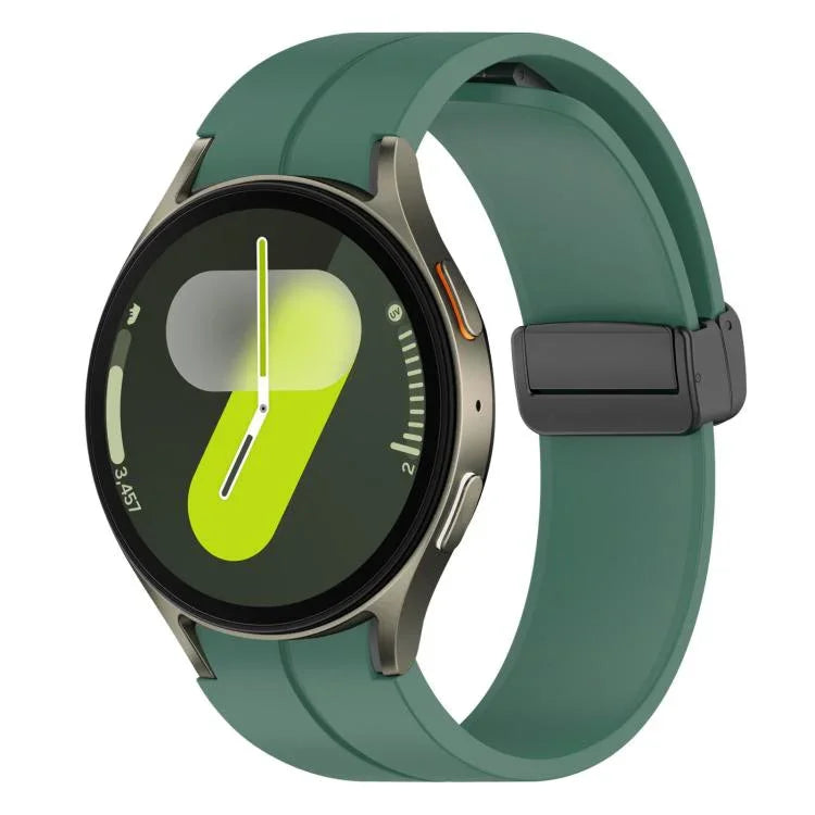 xDfind Fold Magnetic Black Buckle Silicone Watch Band, For Samsung Galaxy Watch7 / FE / 6 / 5 / 4