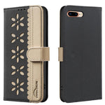Capa de Telemóvel em Pele com Padrão Floral Oco e Costura Colorida com RFID, Para iPhone XS Max, Para iPhone 6 Plus / 7 Plus / 8 Plus, Para iPhone 6 / 7 / 8