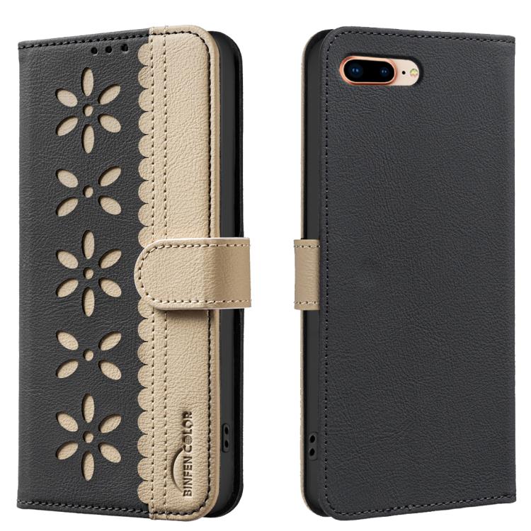 Capa de Telemóvel em Pele com Padrão Floral Oco e Costura Colorida com RFID, Para iPhone XS Max, Para iPhone 6 Plus / 7 Plus / 8 Plus, Para iPhone 6 / 7 / 8