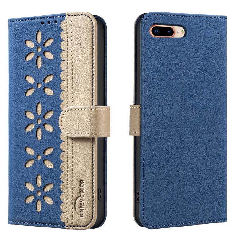 Capa de Telemóvel em Pele com Padrão Floral Oco e Costura Colorida com RFID, Para iPhone XS Max, Para iPhone 6 Plus / 7 Plus / 8 Plus, Para iPhone 6 / 7 / 8