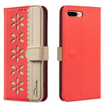 Capa de Telemóvel em Pele com Padrão Floral Oco e Costura Colorida com RFID, Para iPhone XS Max, Para iPhone 6 Plus / 7 Plus / 8 Plus, Para iPhone 6 / 7 / 8