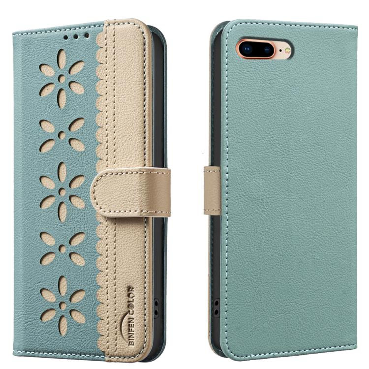 Capa de Telemóvel em Pele com Padrão Floral Oco e Costura Colorida com RFID, Para iPhone XS Max, Para iPhone 6 Plus / 7 Plus / 8 Plus, Para iPhone 6 / 7 / 8