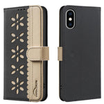 Capa de Telemóvel em Pele com Padrão Floral Oco e Costura Colorida com RFID, Para iPhone XS Max, Para iPhone 6 Plus / 7 Plus / 8 Plus, Para iPhone 6 / 7 / 8