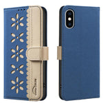 Capa de Telemóvel em Pele com Padrão Floral Oco e Costura Colorida com RFID, Para iPhone XS Max, Para iPhone 6 Plus / 7 Plus / 8 Plus, Para iPhone 6 / 7 / 8