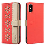 Capa de Telemóvel em Pele com Padrão Floral Oco e Costura Colorida com RFID, Para iPhone XS Max, Para iPhone 6 Plus / 7 Plus / 8 Plus, Para iPhone 6 / 7 / 8