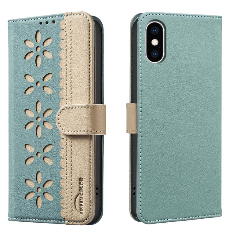 Capa de Telemóvel em Pele com Padrão Floral Oco e Costura Colorida com RFID, Para iPhone XS Max, Para iPhone 6 Plus / 7 Plus / 8 Plus, Para iPhone 6 / 7 / 8