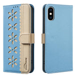 Capa de Telemóvel em Pele com Padrão Floral Oco e Costura Colorida com RFID, Para iPhone XS Max, Para iPhone 6 Plus / 7 Plus / 8 Plus, Para iPhone 6 / 7 / 8