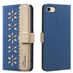 Capa de Telemóvel em Pele com Padrão Floral Oco e Costura Colorida com RFID, Para iPhone XS Max, Para iPhone 6 Plus / 7 Plus / 8 Plus, Para iPhone 6 / 7 / 8