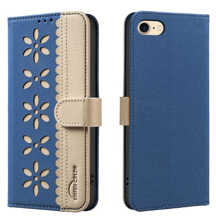 Capa de Telemóvel em Pele com Padrão Floral Oco e Costura Colorida com RFID, Para iPhone XS Max, Para iPhone 6 Plus / 7 Plus / 8 Plus, Para iPhone 6 / 7 / 8