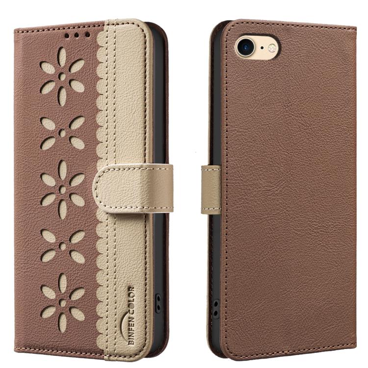 Capa de Telemóvel em Pele com Padrão Floral Oco e Costura Colorida com RFID, Para iPhone XS Max, Para iPhone 6 Plus / 7 Plus / 8 Plus, Para iPhone 6 / 7 / 8