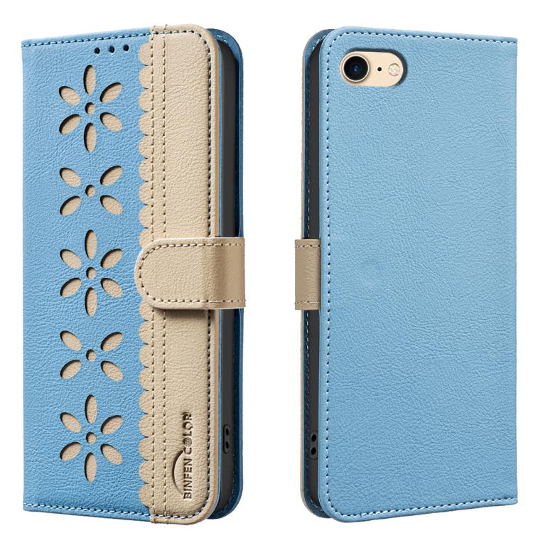 Capa de Telemóvel em Pele com Padrão Floral Oco e Costura Colorida com RFID, Para iPhone XS Max, Para iPhone 6 Plus / 7 Plus / 8 Plus, Para iPhone 6 / 7 / 8