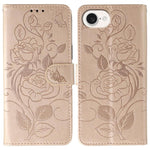 Rose Butterfly Embossed Leather Phone Case, For iPhone 17e / 16e, For iPhone 17 Pro Max, For iPhone 17 Pro, For iPhone 17, For iPhone Air