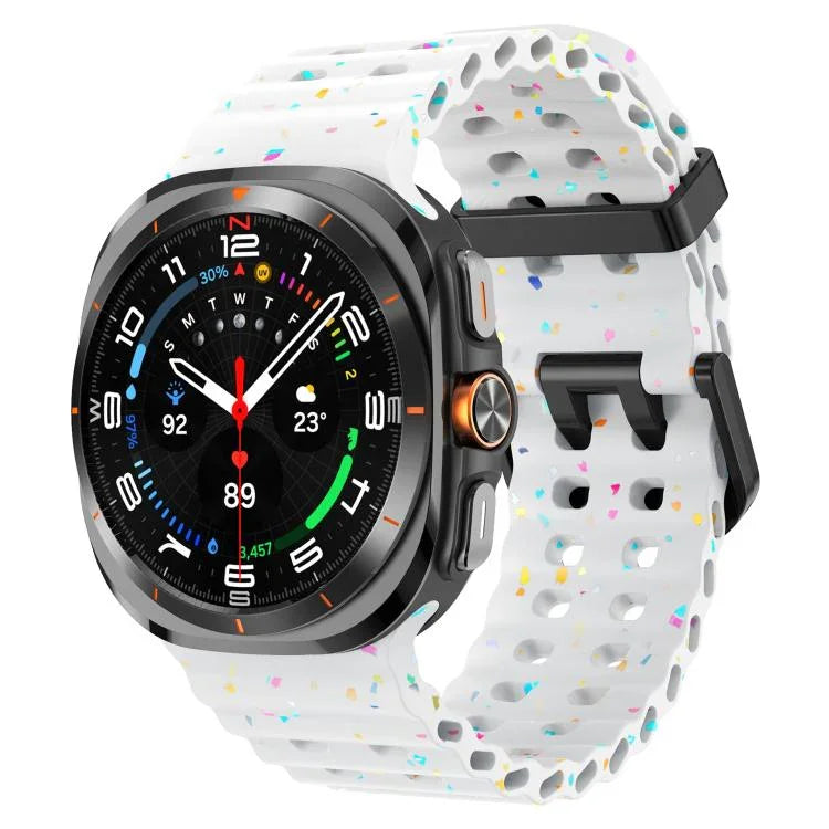 Correia de Relógio em Silicone com Fecho Duplo e Pontos Coloridos, Para Samsung Galaxy Watch Ultra 47mm / Ultra 2025