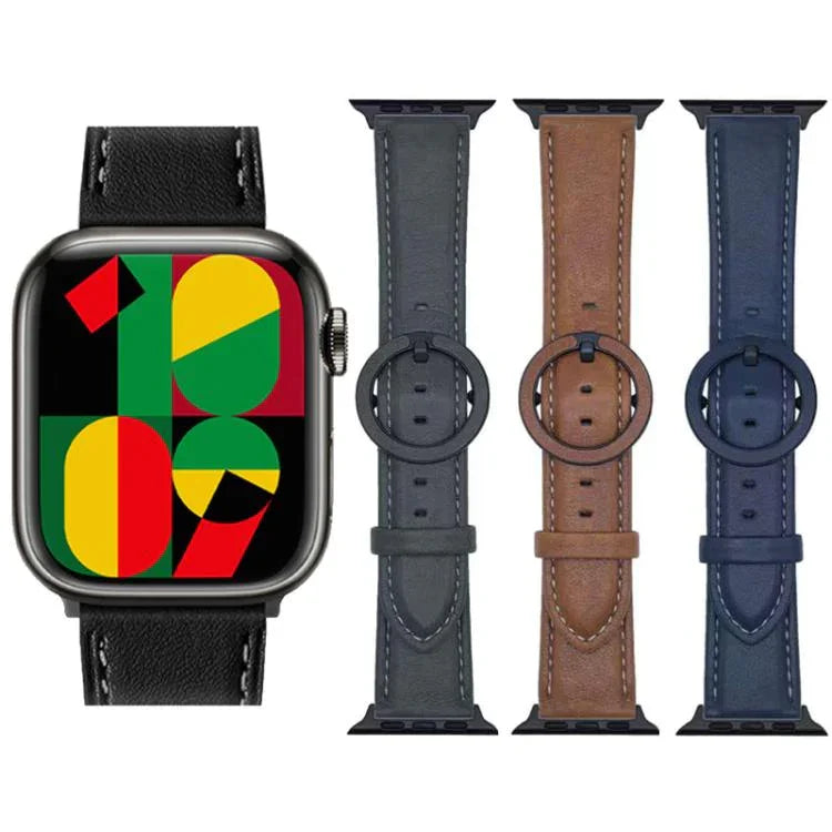 Bracelete de Relógio em Pele com Fivela Redonda xDfind, Para Apple Watch 46mm / 49mm / 45mm / 44mm, Para Apple Watch 42mm / 41mm / 40mm / 38mm