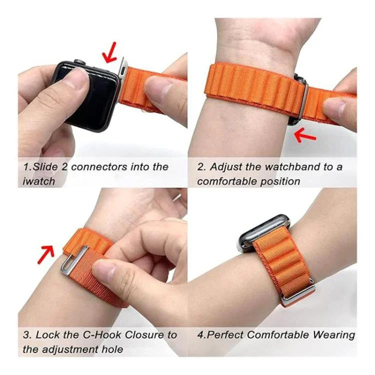 Bracelete de Relógio em Nylon com Loop Aline xDfind, Para Apple Watch 46mm / 49mm / 45mm / 44mm, Para Apple Watch 42mm / 41mm / 40mm / 38mm