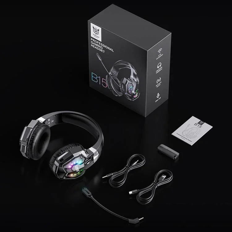 Auriculares Gaming ONIKUMA B15 com Bluetooth Tri-modo, 2.4G, Com Fios