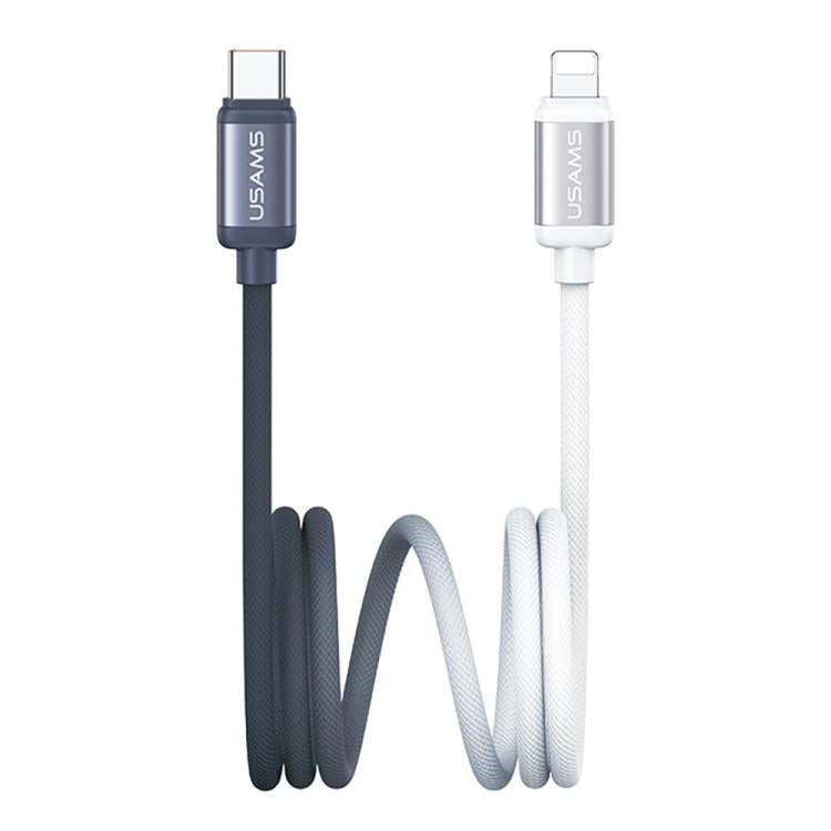 USAMS SJ757 Cabo de Dados de Carregamento Rápido de Liga de Alumínio 30W Type-C para 8 Pinos de Duas Cores, Type-C para 8 Pinos