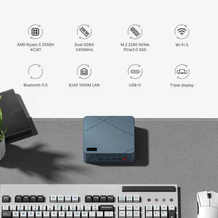 GXMO GN7 Mini PC Windows 11, Processador AMD Ryzen 5 3550H de 4 Núcleos, 16GB+512GB
