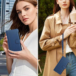 Magnetic Closure 9 Card Slots Zipper Leather Case with Hand Strap, For iPhone 17e / 16e, For iPhone 17 Pro Max, For iPhone 17 Pro, For iPhone 17, For iPhone Air, For iPhone 16 Pro Max, For iPhone 16 Pro, For iPhone 16 Plus