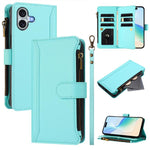 Magnetic Closure 9 Card Slots Zipper Leather Case with Hand Strap, For iPhone 17e / 16e, For iPhone 17 Pro Max, For iPhone 17 Pro, For iPhone 17, For iPhone Air, For iPhone 16 Pro Max, For iPhone 16 Pro, For iPhone 16 Plus