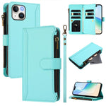 Magnetic Closure 9 Card Slots Zipper Leather Case with Hand Strap, For iPhone 14 Pro Max, For iPhone SE 2022 / 2020 / 8 / 7, For iPhone 13 Pro Max, For iPhone 13 Pro, For iPhone 13 mini, For iPhone 12 / 12 Pro, For iPhone 12 Pro Max, For iPhone 12 mini