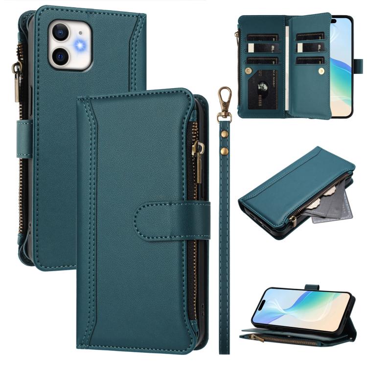 Capa de Telemóvel em Pele com Fecho Magnético, 9 Slots para Cartões e Zíper com Alça de Mão, Para iPhone 11 Pro Max, Para iPhone 11, Para iPhone 11 Pro, Para iPhone XS / X, Para iPhone XR, Para iPhone XS Max, Para iPhone 8 Plus / 7 Plus