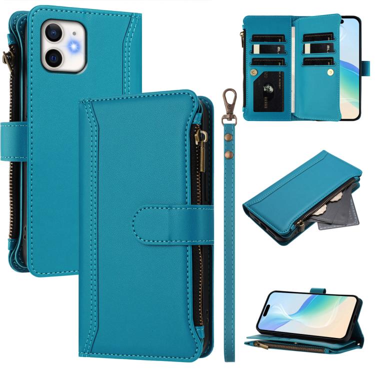 Capa de Telemóvel em Pele com Fecho Magnético, 9 Slots para Cartões e Zíper com Alça de Mão, Para iPhone 11 Pro Max, Para iPhone 11, Para iPhone 11 Pro, Para iPhone XS / X, Para iPhone XR, Para iPhone XS Max, Para iPhone 8 Plus / 7 Plus