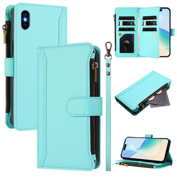 Capa de Telemóvel em Pele com Fecho Magnético, 9 Slots para Cartões e Zíper com Alça de Mão, Para iPhone 11 Pro Max, Para iPhone 11, Para iPhone 11 Pro, Para iPhone XS / X, Para iPhone XR, Para iPhone XS Max, Para iPhone 8 Plus / 7 Plus