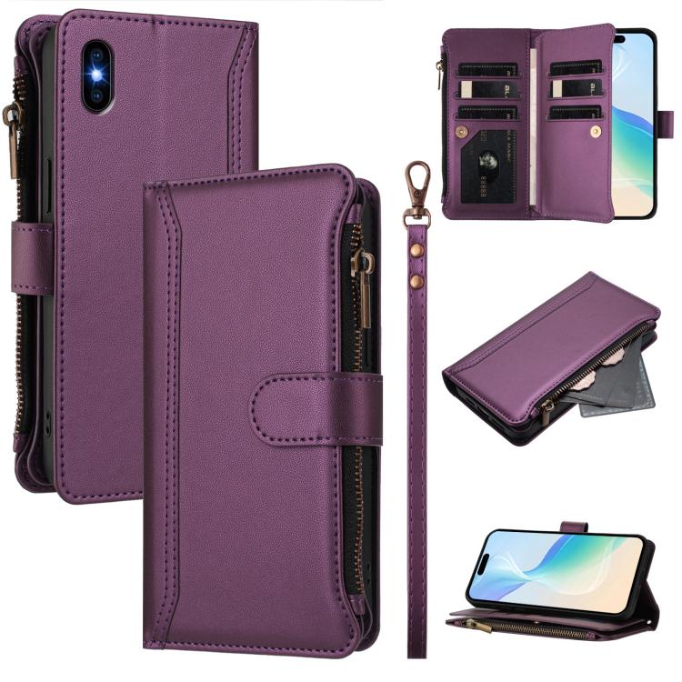 Capa de Telemóvel em Pele com Fecho Magnético, 9 Slots para Cartões e Zíper com Alça de Mão, Para iPhone 11 Pro Max, Para iPhone 11, Para iPhone 11 Pro, Para iPhone XS / X, Para iPhone XR, Para iPhone XS Max, Para iPhone 8 Plus / 7 Plus