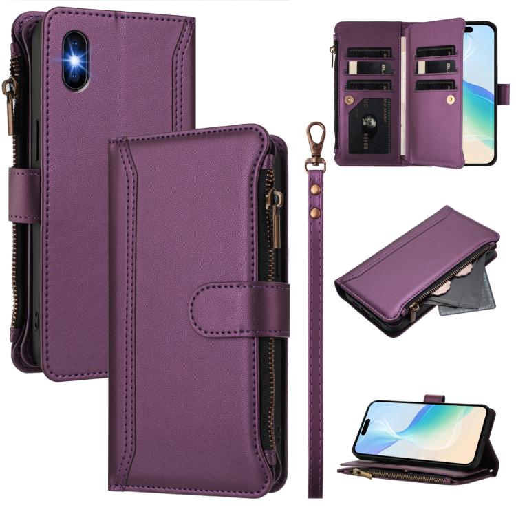 Capa de Telemóvel em Pele com Fecho Magnético, 9 Slots para Cartões e Zíper com Alça de Mão, Para iPhone 11 Pro Max, Para iPhone 11, Para iPhone 11 Pro, Para iPhone XS / X, Para iPhone XR, Para iPhone XS Max, Para iPhone 8 Plus / 7 Plus