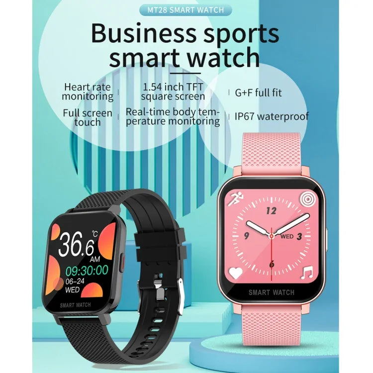 Relógio inteligente com ecrã TFT de 1,54 polegadas, impermeável IP67, tira de silicone desportiva para negócios, Suporta monitorização do sono / monitorização da frequência cardíaca / monitorização da pressão arterial, tira de silicone