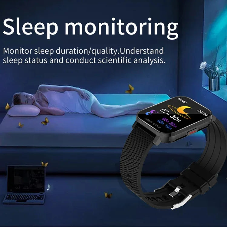 Relógio inteligente com ecrã TFT de 1,54 polegadas, impermeável IP67, tira de silicone desportiva para negócios, Suporta monitorização do sono / monitorização da frequência cardíaca / monitorização da pressão arterial, tira de silicone