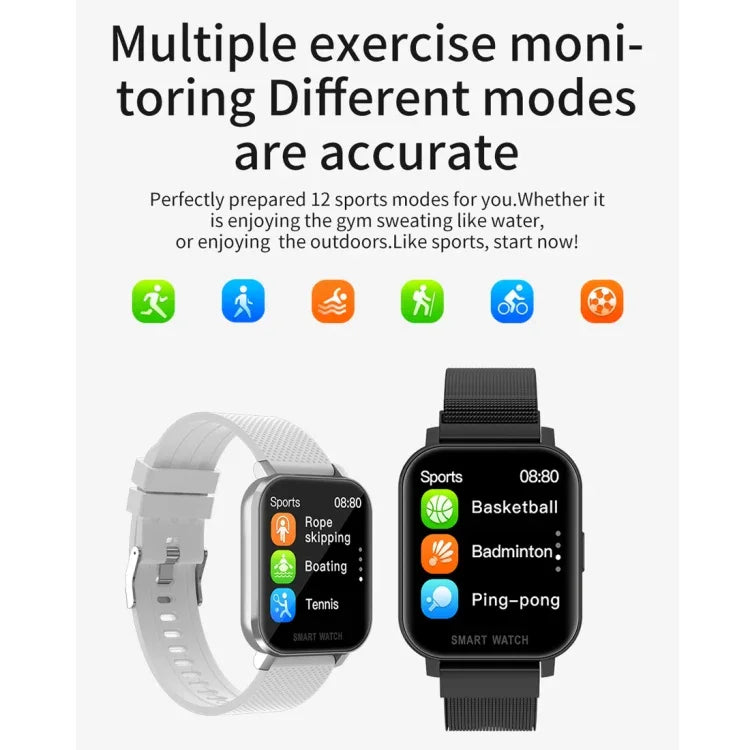 Relógio inteligente com ecrã TFT de 1,54 polegadas, impermeável IP67, tira de silicone desportiva para negócios, Suporta monitorização do sono / monitorização da frequência cardíaca / monitorização da pressão arterial, tira de silicone