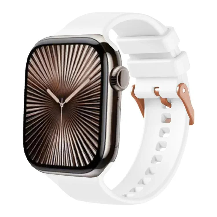 Correia de Relógio em Silicone com Fivela Cor de Ouro Rosa Lisa, Para Apple Watch 42mm / 41mm / 40mm / 38mm