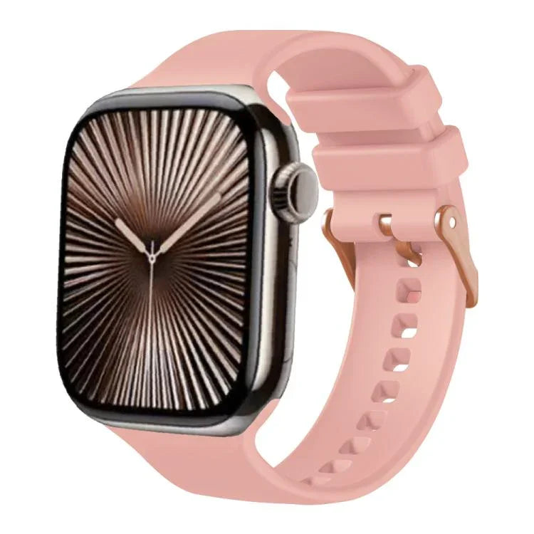 Correia de Relógio em Silicone com Fivela Cor de Ouro Rosa Lisa, Para Apple Watch 42mm / 41mm / 40mm / 38mm