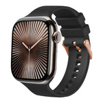 Correia de Relógio em Silicone com Fivela Cor de Ouro Rosa Lisa, Para Apple Watch 42mm / 41mm / 40mm / 38mm