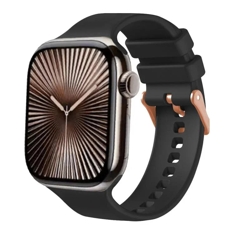 Correia de Relógio em Silicone com Fivela Cor de Ouro Rosa Lisa, Para Apple Watch 42mm / 41mm / 40mm / 38mm