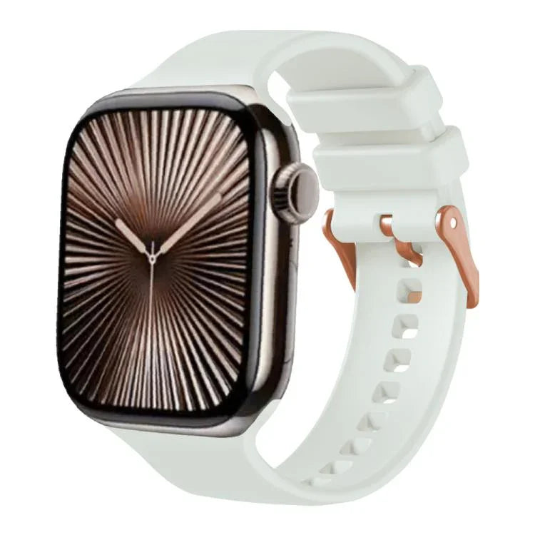 Correia de Relógio em Silicone com Fivela Cor de Ouro Rosa Lisa, Para Apple Watch 42mm / 41mm / 40mm / 38mm