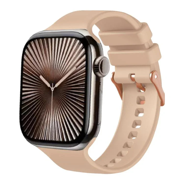 Correia de Relógio em Silicone com Fivela Cor de Ouro Rosa Lisa, Para Apple Watch 42mm / 41mm / 40mm / 38mm