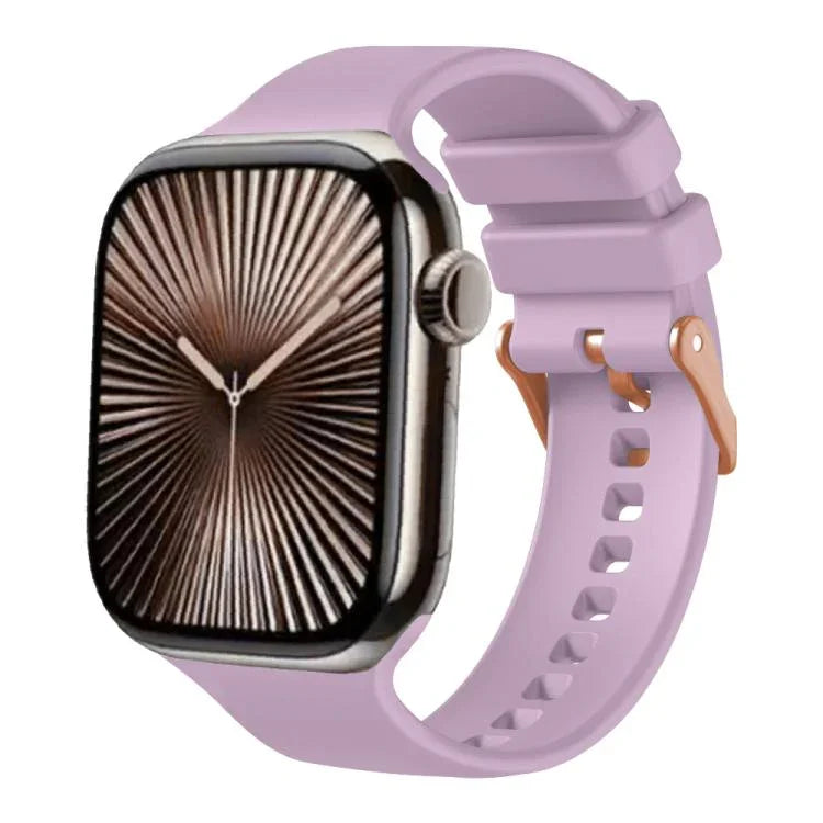 Correia de Relógio em Silicone com Fivela Cor de Ouro Rosa Lisa, Para Apple Watch 42mm / 41mm / 40mm / 38mm