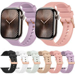Correia de Relógio em Silicone com Fivela Cor de Ouro Rosa Lisa, Para Apple Watch 42mm / 41mm / 40mm / 38mm