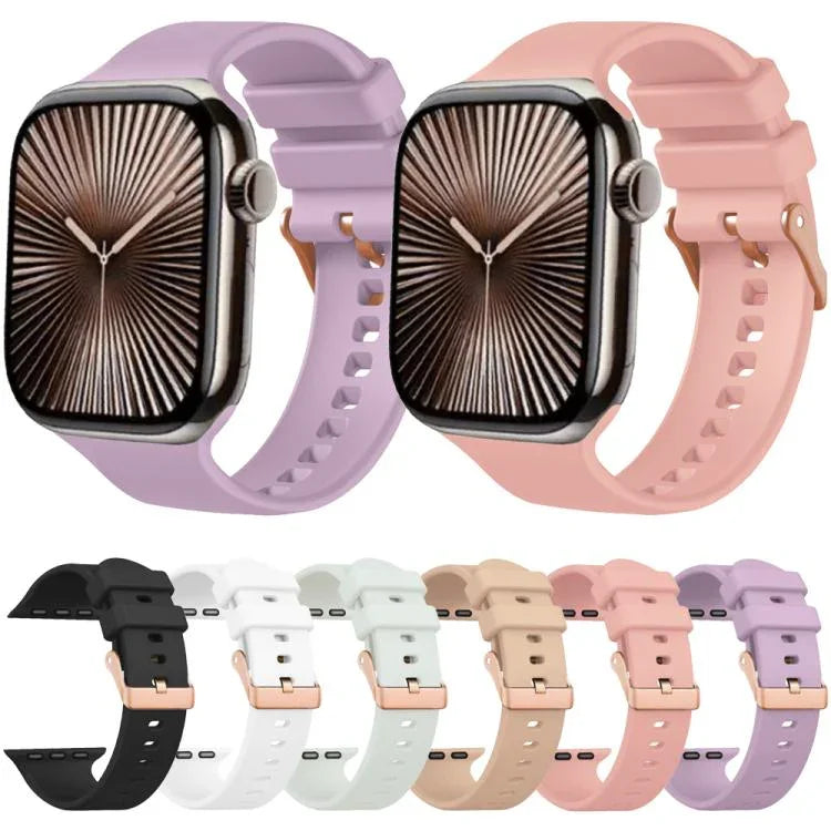 Correia de Relógio em Silicone com Fivela Cor de Ouro Rosa Lisa, Para Apple Watch 42mm / 41mm / 40mm / 38mm