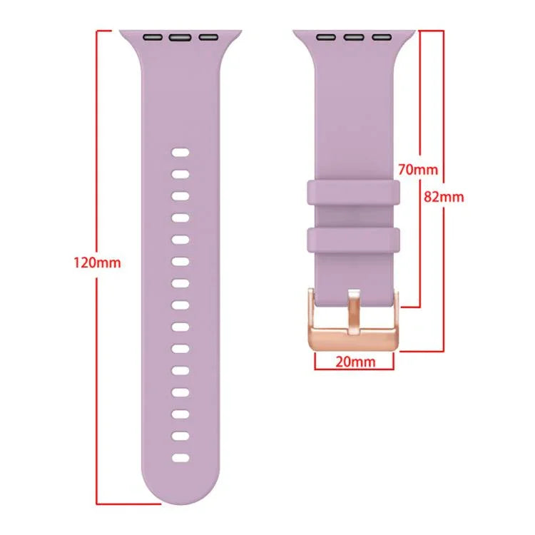 Correia de Relógio em Silicone com Fivela Cor de Ouro Rosa Lisa, Para Apple Watch 42mm / 41mm / 40mm / 38mm