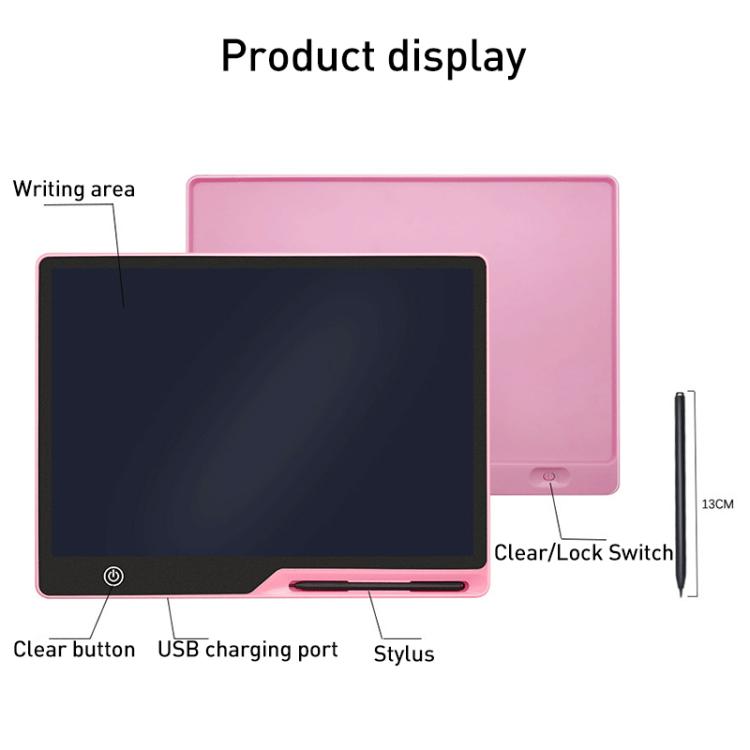 Tablet de Escrita LCD 16 polegadas Recarregável para Desenho Infantil, Escrita Cor-de-Rosa / Verde, Escrita Preto / Verde, Escrita Azul / Verde, Escrita Cor-de-Rosa / Cor, Escrita Preto / Cor, Escrita Azul / Cor