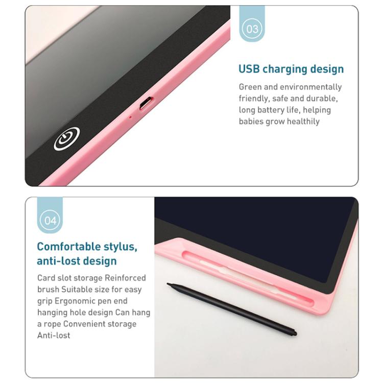 Tablet de Escrita LCD 16 polegadas Recarregável para Desenho Infantil, Escrita Cor-de-Rosa / Verde, Escrita Preto / Verde, Escrita Azul / Verde, Escrita Cor-de-Rosa / Cor, Escrita Preto / Cor, Escrita Azul / Cor