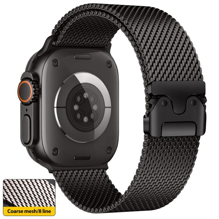 Correia de Relógio Milanesa em Aço Inoxidável com Malha Fina e Fivela Guarda-Chuva xDfind, Para Apple Watch 46mm / 49mm / 45mm / 44mm