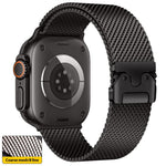 Correia de Relógio Milanesa em Aço Inoxidável com Malha Fina e Fivela Guarda-Chuva xDfind, Para Apple Watch 46mm / 49mm / 45mm / 44mm