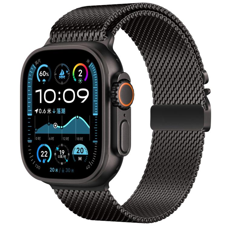 Correia de Relógio Milanesa em Aço Inoxidável com Malha Fina e Fivela Guarda-Chuva xDfind, Para Apple Watch 46mm / 49mm / 45mm / 44mm